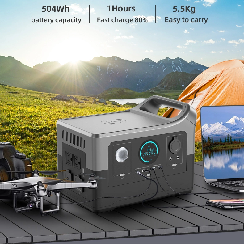 ENZY EZ504MDX Portable Power Station 504wh 500W Solar Power Station Solar Generator Green