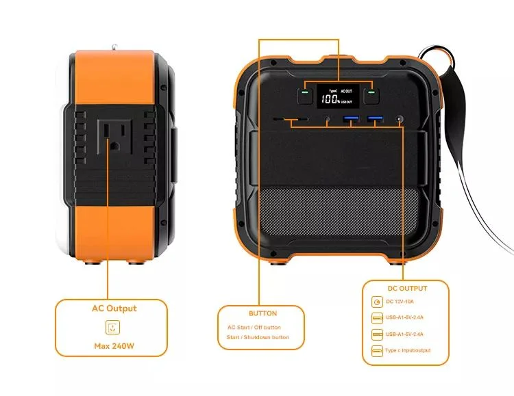 100W 230V Lithium Rechargeable Solar Generator Portable Power Station for Outdoor Camping